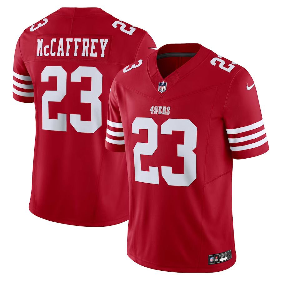 Men San Francisco 49ers 23 Christian McCaffrey Nike Scarlet Vapor F.U.S.E. Limited NFL Jersey